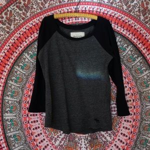 💥 Fitted Baseball Tee - Black & Grey 3/4 Sleeve